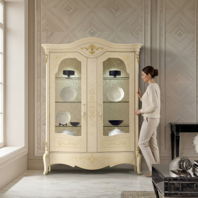 Luxe vitrinekast Klassieke vitrines Woonsalonzetten dressoir Hout Nieuw