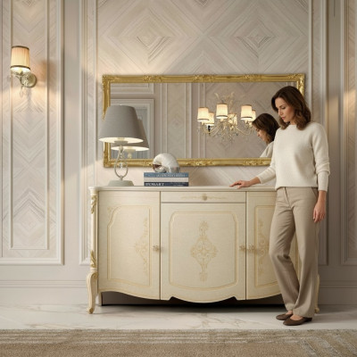 Kast met spiegel Houten dressoir Meubels Kast Slaapkamer Zwart Sideboard