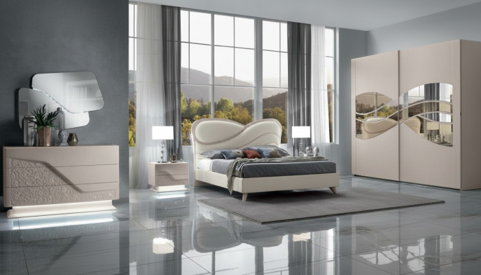 Slaapkamerset 5-delig Luxe Bed 2x Nachtkastje Ladekast Kledingkast Hout Nieuw