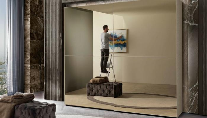 Kast Garderobe Kabinet Zweefdeurdesign Hout Italiaans meubilair Nieuw