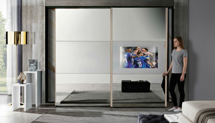 Kledingkast Kasten Kledingkast Luxe Hout Schuifdeuren tv met televisie