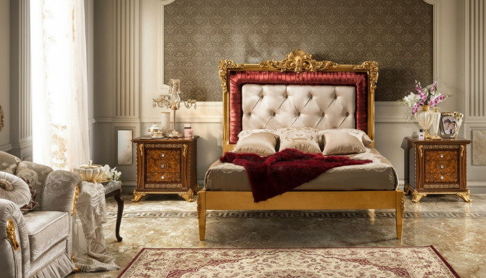 Tweepersoonsbed Luxe bedden Houten bedframes Bedframe Bruin Design Klassiek