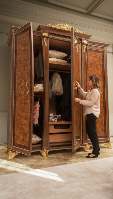Kast massief slaapkamermeubilair Italië echt hout kledingkast houten kast