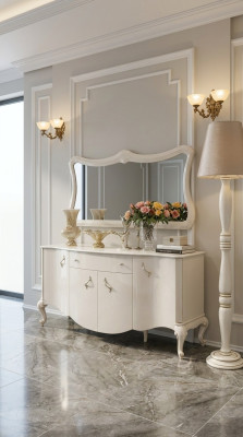 Laden kast plank console meubels houten kast set 2-delig. Commode spiegel nieuw