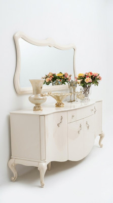 Laden kast plank console meubels houten kast set 2-delig. Commode spiegel nieuw