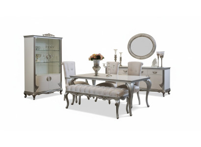 Eetkamer set 9-delig Eettafel Stoel Commode Vitrine Spiegel Eettafels Hout