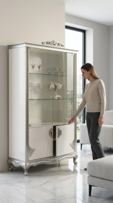 Vitrine Luxe Houten Kasten Italiaanse Meubels Woonkamer Dressoir Glas