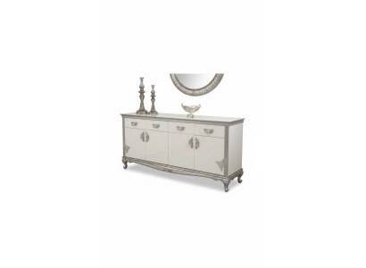 Witte ladekast met handige laden en elegante planken.