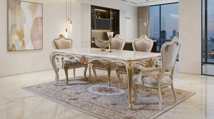 Eetkamer eettafel stoel set groep meubilair tafel meubilair luxe 5-delige.