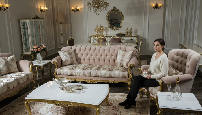 Luxe bankstel set van 5 delen, bankstel 3+2+1, salontafel, bijzettafel, fauteuil.