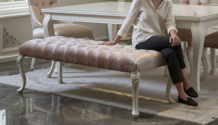 Hocker Bekleding Zitontwerp Textiel Relax Luxe Zitbank Stof Chesterfield