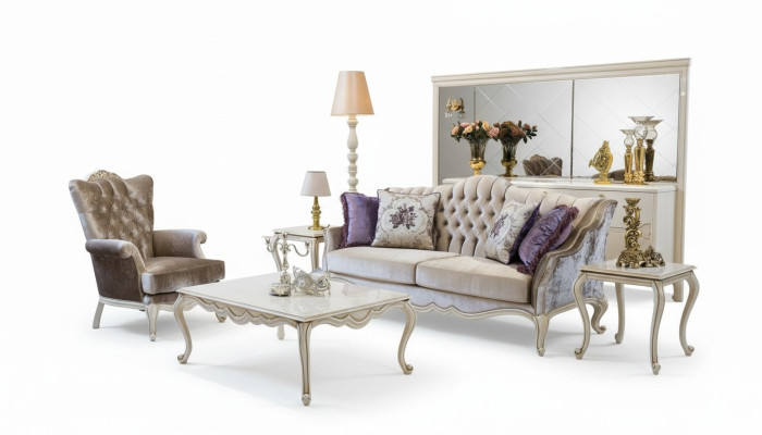 Sofa-ensemble Bankkast Bijzettafel Salontafel Fauteuil Banken Set van 5 stuks.