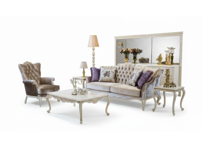 Sofa-ensemble Bankkast Bijzettafel Salontafel Fauteuil Banken Set van 5 stuks.
