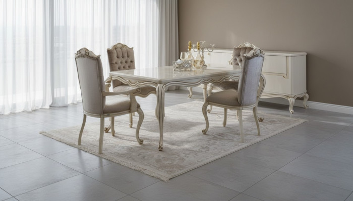 Klassieke eettafel 4x stoelen eetkamergroep tafel tafels zitgroep 5-delig.