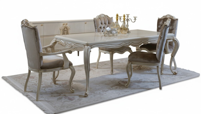 Klassieke eettafel 4x stoelen eetkamergroep tafel tafels zitgroep 5-delig.