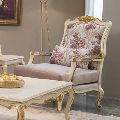 Luxe meubel ontwerp fauteuil klassiek design troon textiel woonkamer