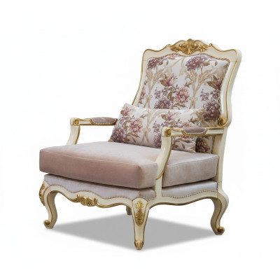 Luxe meubel ontwerp fauteuil klassiek design troon textiel woonkamer