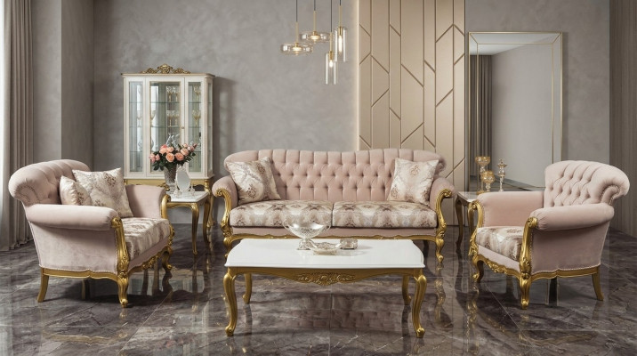 Luxe driezitsbank 3-zitsbank stof bank meubels stijl textiel Italië