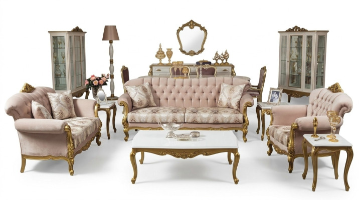 Luxe driezitsbank 3-zitsbank stof bank meubels stijl textiel Italië