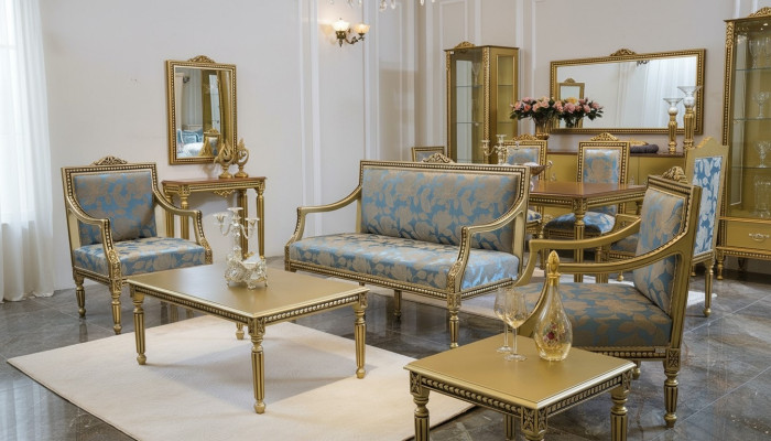 Sofa set met 2+1+1 zitsbank, salontafel, bijzettafel, bank, fauteuil 5-delig.