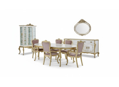 Ontwerp eetkamer set 8-delig eettafel stoel commode vitrine spiegel