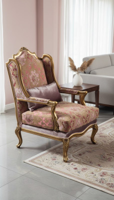 Luxe meubel ontwerp fauteuil ontwerp éénzitter textiel woonkamer klassiek.