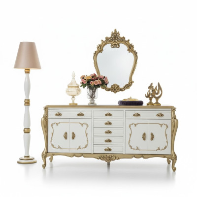 Dressoir laden dressoir meubelkast set 2 delen commode spiegel nieuw