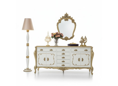 Dressoir laden dressoir meubelkast set 2 delen commode spiegel nieuw