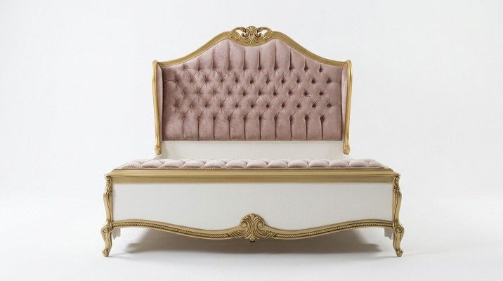 Chesterfield bedframe ontwerp gestoffeerd luxe bed slaapkamer bedden roze