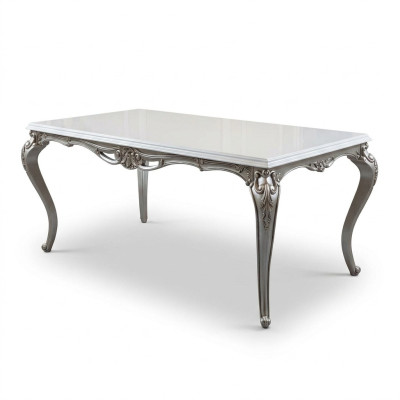 Klassieke eettafel Zilveren tafels Barok Rococo tafel Eetkamer meubels Wit