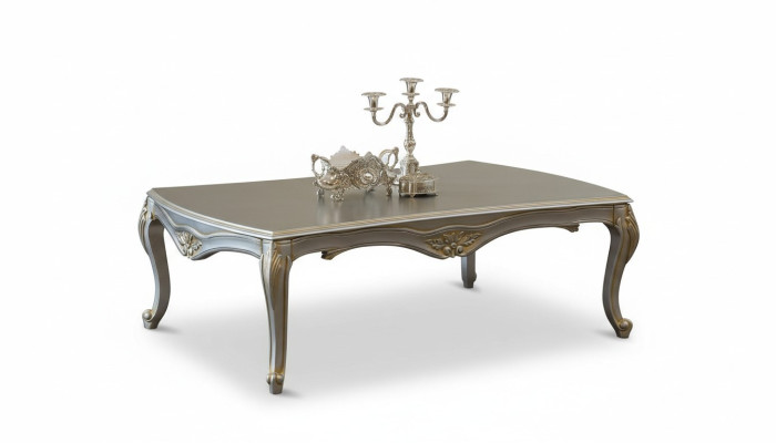 Luxe salontafel Klassieke salontafel Gouden zilveren tafel Hout