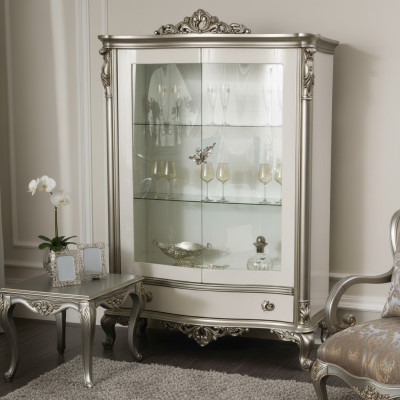 Klassieke zilveren vitrine Franse stijl meubels dressoir Glaskast
