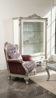 Klassieke fauteuil met bloemenpatroon Paars bankstel Eenpersoons Barok Rococo