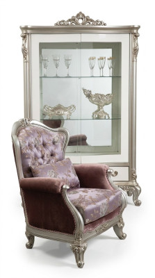 Klassieke fauteuil met bloemenpatroon Paars bankstel Eenpersoons Barok Rococo