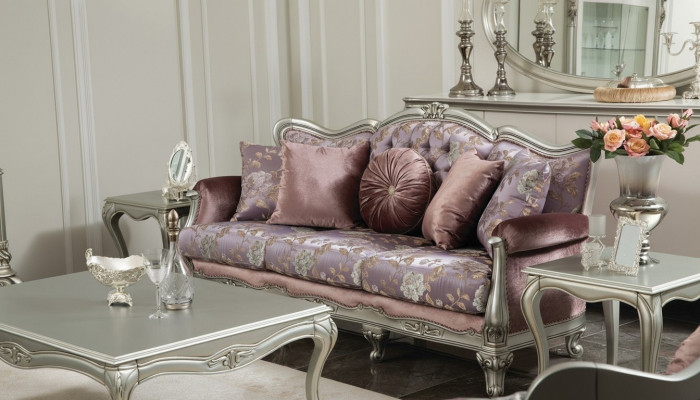 Bankstel 3-zit Lila Woonkamer Klassiek ontwerpmeubilair Bankstellen Luxe Nieuw