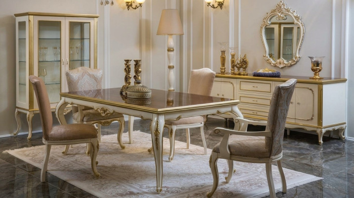 Ontwerp eetkamer set 8-delig Eettafel Stoel Dressoir Vitrine Spiegel Tafels Hout