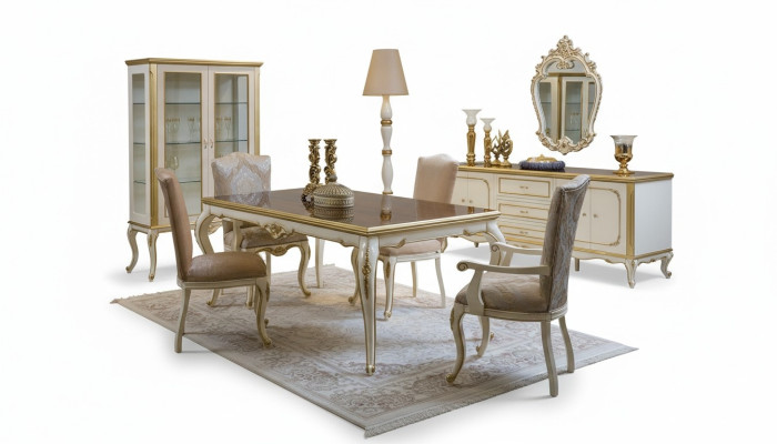 Ontwerp eetkamer set 8-delig Eettafel Stoel Dressoir Vitrine Spiegel Tafels Hout