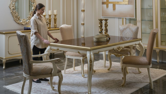 Eetkamer Eettafel Stoel Set Groep Meubels Tafel Tafels Meubel Luxe 5-delig.