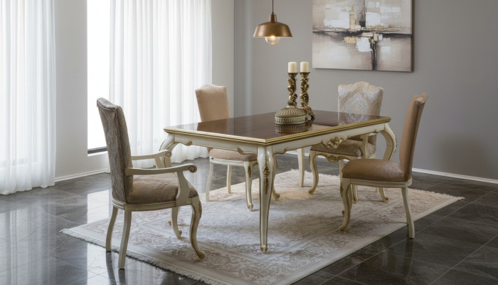 Eetkamer Eettafel Stoel Set Groep Meubels Tafel Tafels Meubel Luxe 5-delig.