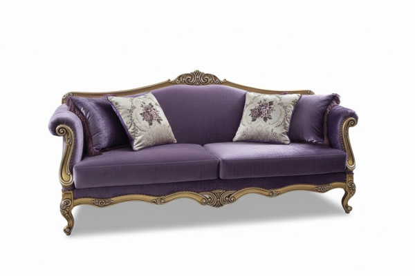 Driedelige bank 3-zits bank Luxe bank Fluweel Barok Rococo Paars