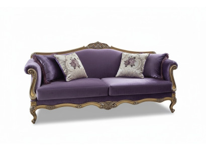 Driedelige bank 3-zits bank Luxe bank Fluweel Barok Rococo Paars