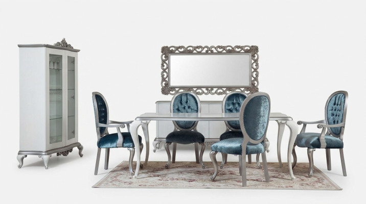Ontwerp Eetkamer Set 8-delig Stoel Dressoir Vitrine Spiegel Eettafels Hout