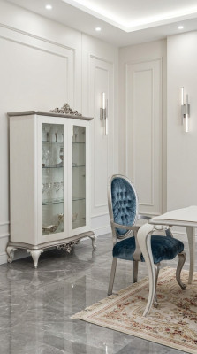 Vitrine Wit Glazen Kast Ontwerp Klassieke Kast Luxe Houten Meubels