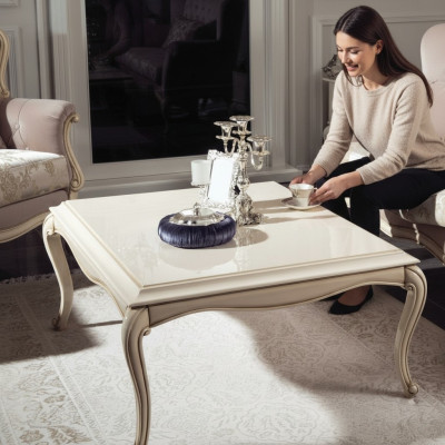 Franse salontafel Barok Rococo meubels Wit Zilver Inrichting Hout