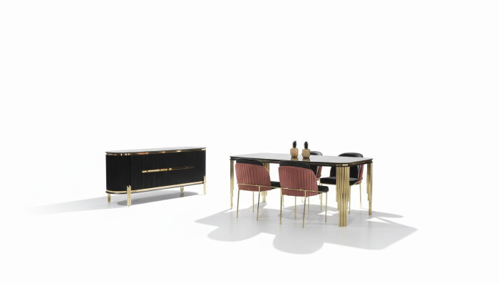 Luxe eetkamer eetkamerset ontwerp tafel dressoir 4 stoelen groep 6-delige set nieuw