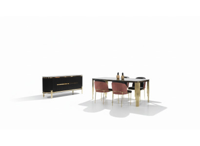 Luxe eetkamer eetkamerset ontwerp tafel dressoir 4 stoelen groep 6-delige set nieuw