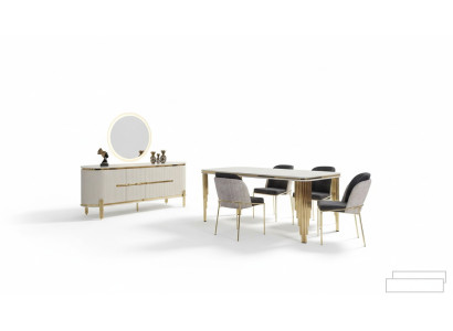 Metaal meubilair eetkamer set tafel stoel commode eetkamerset stoelen 6-delig.