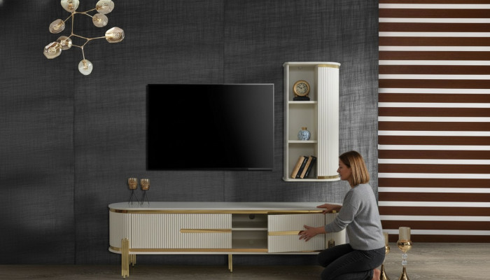 Luxe tv-kast televisiestandaard dressoir dressoir wandmeubel 2-delig Nieuw