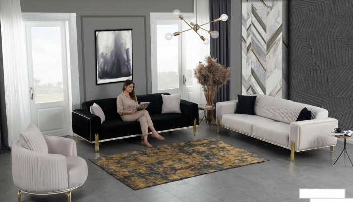 Luxe bankstel bankstel bankstel bankstel banken 3+3+1 gestoffeerde bankstellen fluweel