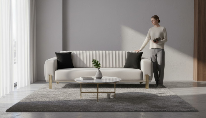 Luxe bankstel 3-zitsbank bankstellen banken Gestoffeerde bank stof Modern wit Driezitter